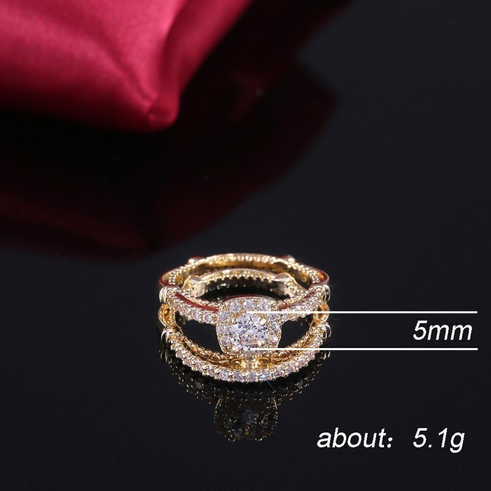 💎 Dainty Square Full Gems Zircon Gold Luxury Ring for Women, INDN8237 - Picture 7 of 7
